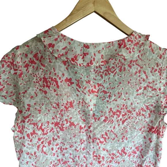 Banana Republic Womens Silk Blend Floral Ruffle Blouse L Modern Chic Workwear - Picture 7 of 9